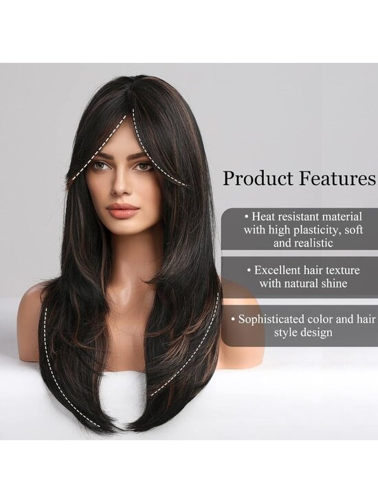 Women Black\\blonde Heat Resistant Long Curly Shoulder Length Synthetic Wigs main image 5